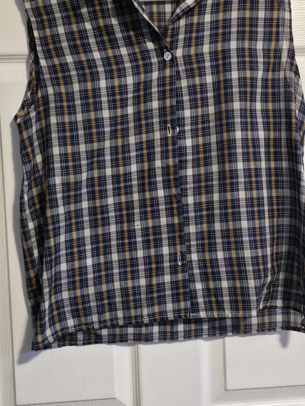 4/$67 Deal! Vintage Navy, White & Mustard Plaid Button-Down Shirt